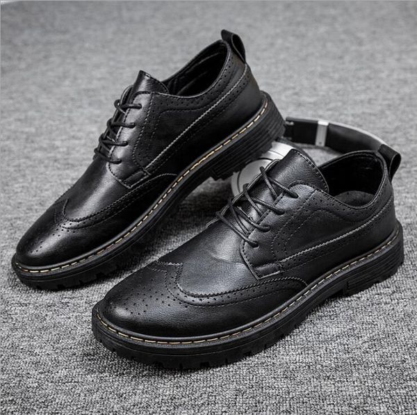 

spring autumn new designer fashion men retro Brogue lace up leather casual shoes trend shoes man leather shoes