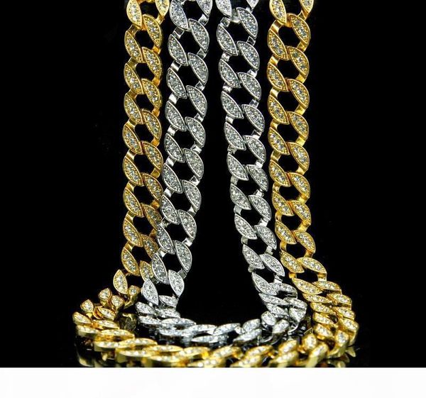 

хип-хоп золотая цепь для мужчин iced out цепи ожерелья ювелирных изделий кубинского ожерелье панк ожерелье, Silver