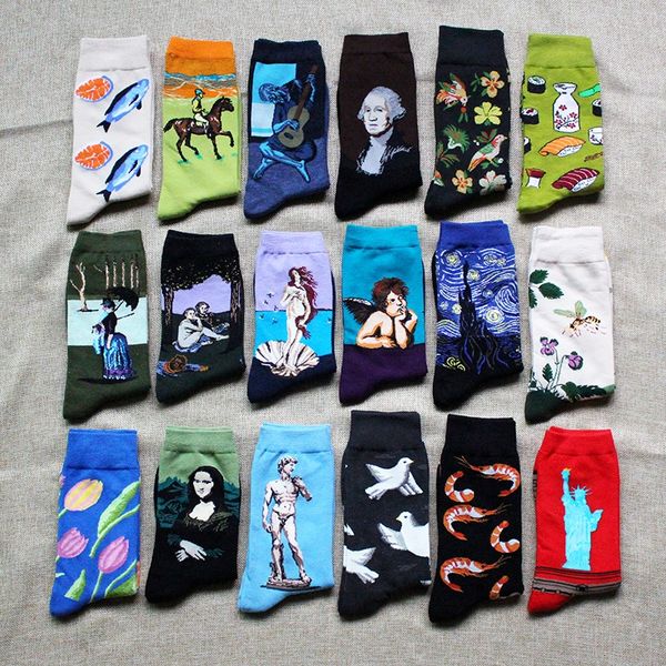 

8egq3 men's cotton street personalized oil painting tube women's korean fashion skateboard stockings and socks cotton socks graffi, Black