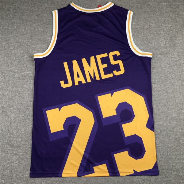 

2020 men's lebronn james mitchell ness purple big face stitched jersey, Gray
