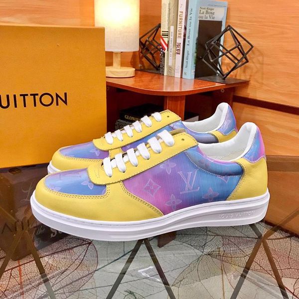 

2020ss new luxury design leather printed rubber sole sneakers fashion wild mens casual shoes mens banquet shoes size: 38-45, Black