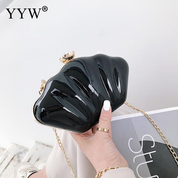 

punk style women shell bag with chain shoulder bag evening clutch purse luxury crossbody bags ladies mini phone handbag wallets