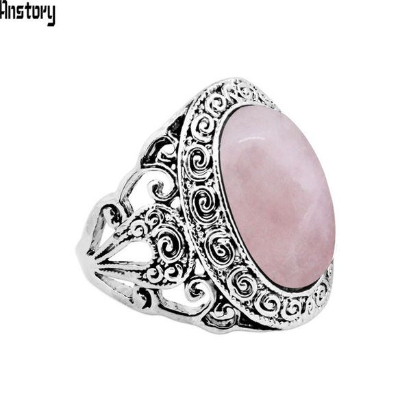 

vintage pink quartz jades amethysts rings for women antique silver plated plant snail fashion ring, Golden;silver