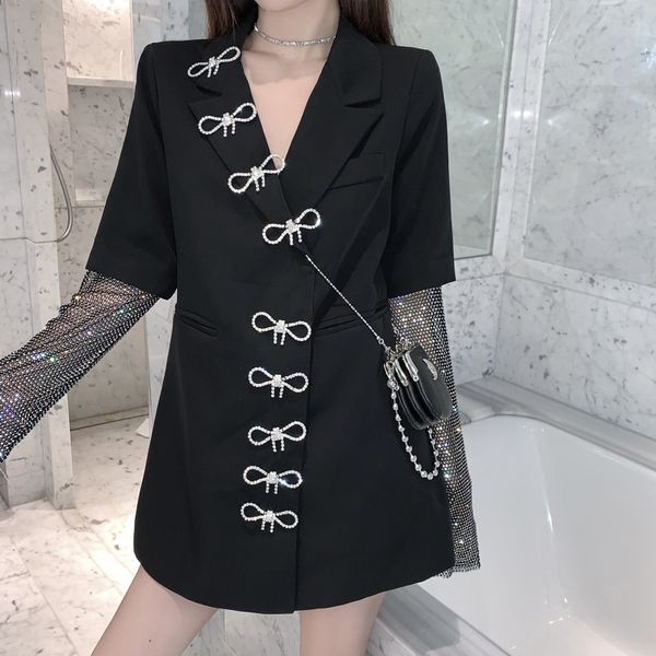 

comel2020 autumn water brick long sleeve women blazers and jackets work office lady suit slim business bow coat vestidos, White;black