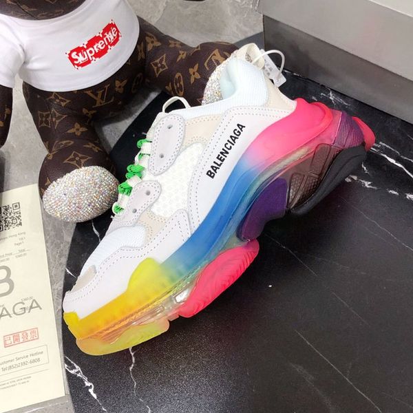 

designer shoes luxury mens women casual shoes, mens womens sneakers couple models tennis shoes triple s transparent sole c05, Black