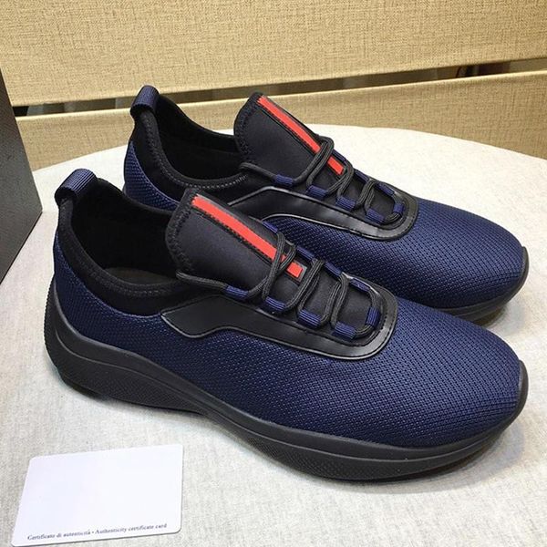 

fashion classic mesh and neoprene sneakers mens shoes outdoor walking comfortable footwears sports lace -up luxury men shoes drop ship, Black