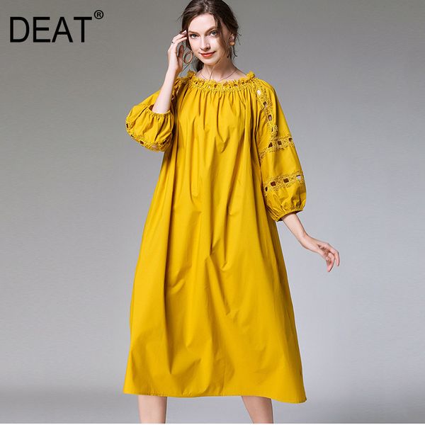 

deat] 2020 large size puff sleeve hollow out a-line loose over size casual asymmetrical dress women new spring fashion aq952, Black;gray