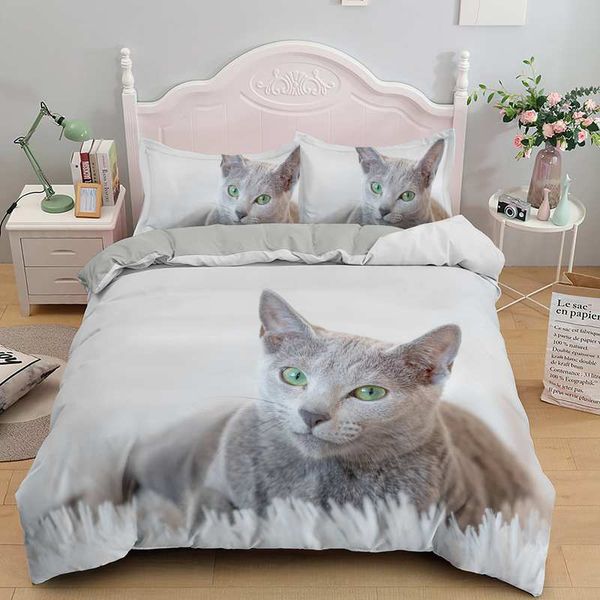 3D Cat Bedding Set Cute Animal Pattern Duvet Cover Set For Kids 2/Bed