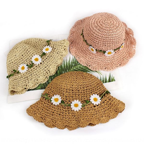 

summer sun protection princess beach straw girl baby children breathable sun flower fisherman fisherman hat sunshade sunshade hat, Yellow