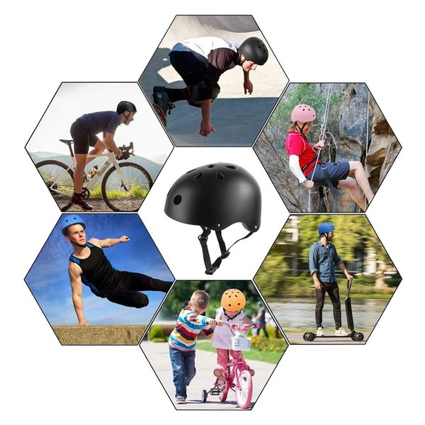 

skateboard helmet for roller skate longboard inline skating bike helmet with adjustable straps, Black