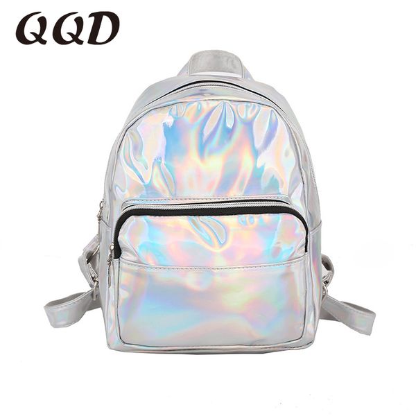 

qqd лазер кожи рюкзак женщина водонепроницаемого мини небольшой рюкзак подросток школа моды сумка белого рюкзак новая