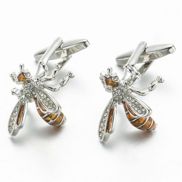 

2020 горячей манжеты желтого пчелиного кристалл запонки, Silver