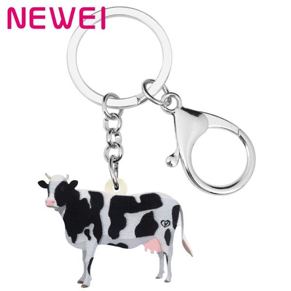 

newei acrylic dairy cattle cow key chains farm animal key rings bag car purse decoration keychain for women girl teen charm gift, Silver