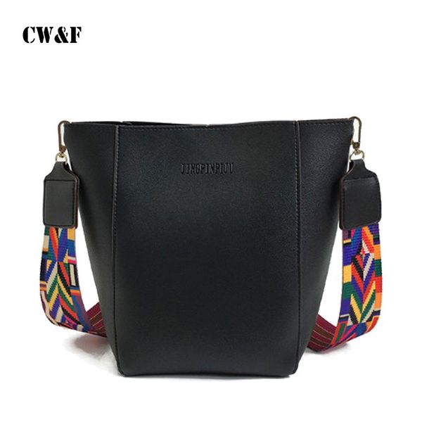 

winter new retro wide shoulder strap bucket bag fashion belt shoulder bag diagonal small