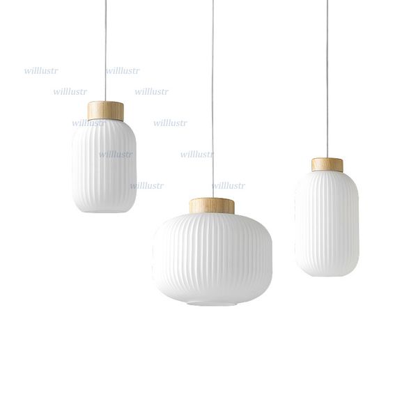

creative lantern pendant light nordic white glass suspension lamp l restaurant living dining room bedside loft wood lighting