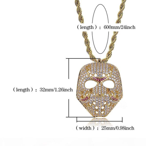 

hip hop brass goldrose цвета золота гальванического iced out micro асфальтовый кубический циркон маска ожерелье для мужчин женщин идеи подар, Silver