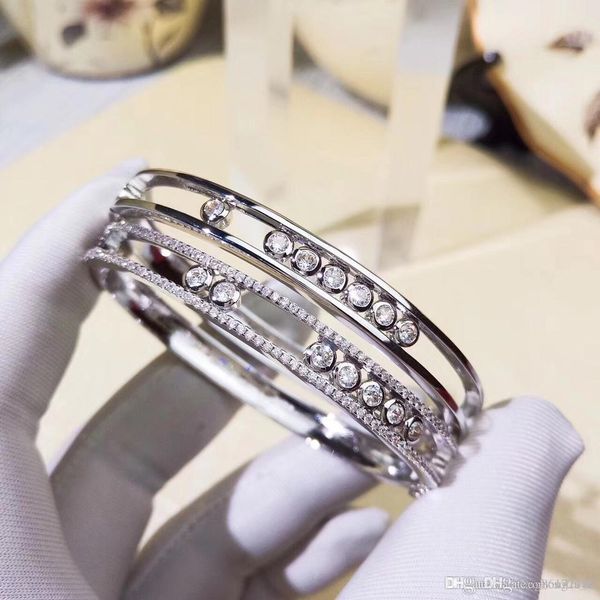 

designer bracelet move series three diamond sliding bracelet 19 luxury fashion accessories paris independent designer jewelry 14-16cm circum, Black