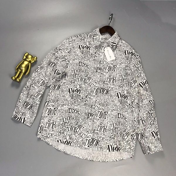 

20ss new arrival paris designer full printing graffiti logos blouse tshirts long sleeve tee breathable shirt streetwear outdoor tshirt 7.1, Black;green
