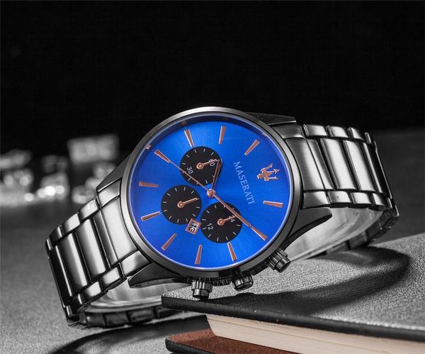 

men women luxe wristwatches round dial quartz stainless steel mens watch 6 pointer men casual business wrist watch 03, Slivery;brown