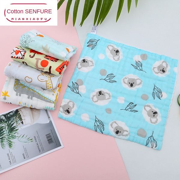 

jwgwr high-density six-layer gauze small square cotton printing baby and children saliva baby class a face face towel small square towel non