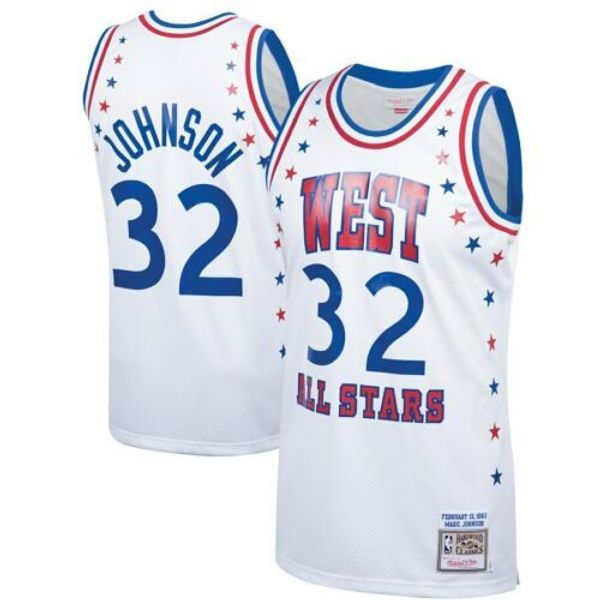 

дешевые джонсон mitchell ness white 1983 asg top джерси отсылок вест прошитой майки для баскетбола, Gray