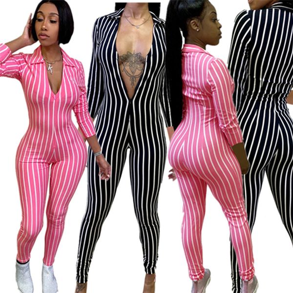 

2020 new women's clothing china wholesale european and american women's jumpsuits & rompers striped printed cropped jumpsuit, Black;white