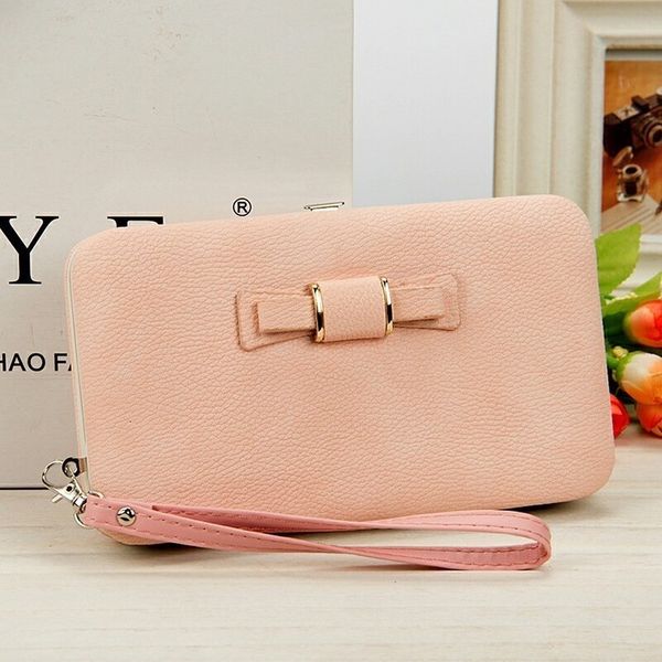 

new purse wallet female big capacity brand card holders cellphone pocket gifts for women money bag clutch wristlet bags bow tie, Red;black