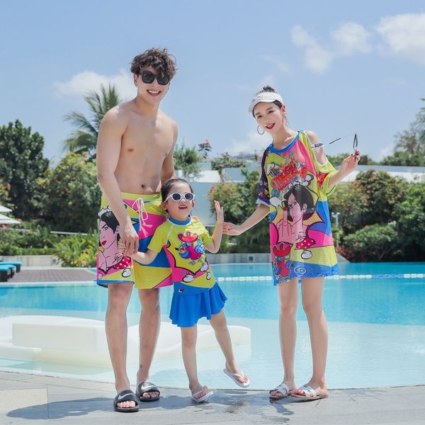 

gz5ge 2020 winter parent-child clothing family three spring split skirt mother and daughter parent-child trendy beach pants swimsuit swi, Black