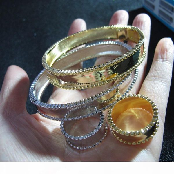 

designer new copper bangle 18k yellow gold white gold plated bracelets and rings luxury party jewelry sets for women, Silver