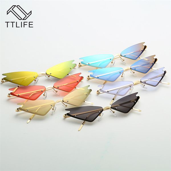 

ttlife cat eye sunglasses women luxury female metal frame sun glasses mirror lens vintage brand triangle 2020 gafas de sol, White;black