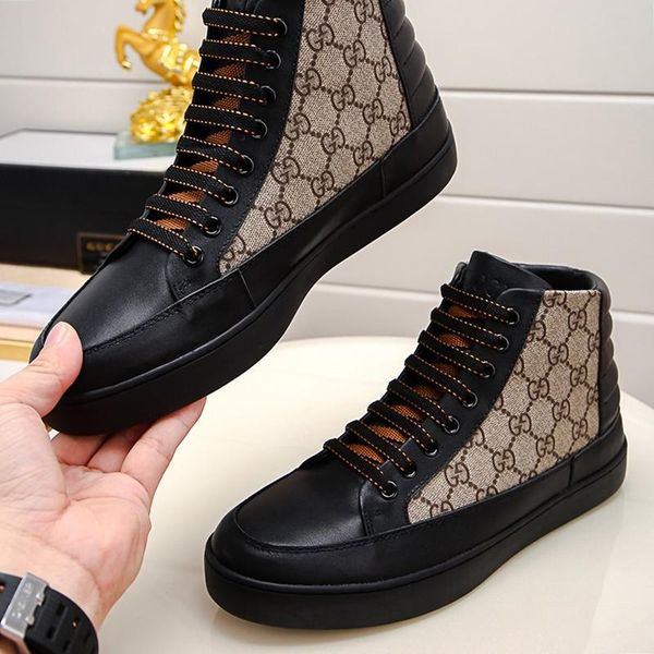 

high mens shoes fashion breathable sneakers with box scarpe da uomo leather casual shoes for men flats chaussure pour hommes fast ship