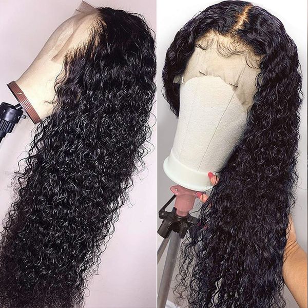 

13x6 lace front wig curly human hair wig brazilian remy hair jerry curl wig 150 density lace front human hair wigs, Black