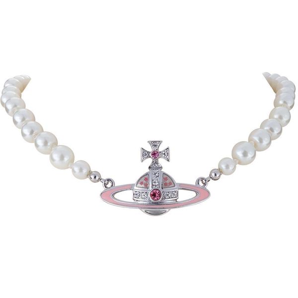 

2020 designer planet pearl necklace female wedding bridal party jewelry crystal cross neck necklace, Golden;silver