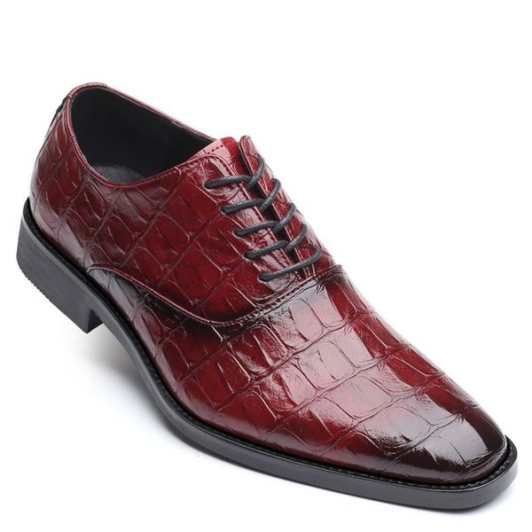 

brand full grain leather business men dress shoes retro crocodile designer nature leather oxford shoes for men size eu 38-46, Black