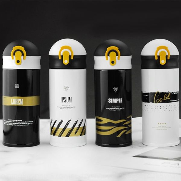 

aikesi small reunion thermos thermos black gold series 304 stainless steel bouncing lid water cup male and female student gift cup