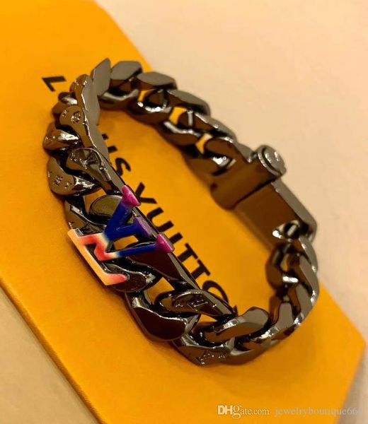 

luxurious quality black necklace and bracelet with colorful words women and man jewelry gift ps5202a