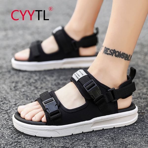 

cyytl men sandals summer soft platform sandals men slippers light beach shoes popular student flats, Black