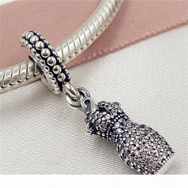 

2017 spring 925 sterling silver dazzling dress dangle charm bead fits european pandora jewelry bracelets necklaces & pendant, Black