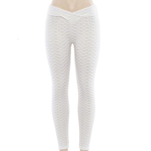 

gothic women fashion bubble waffle fitness leggings gaoke v shape higth waistband flaws solid pants hip lifting leggings, Black
