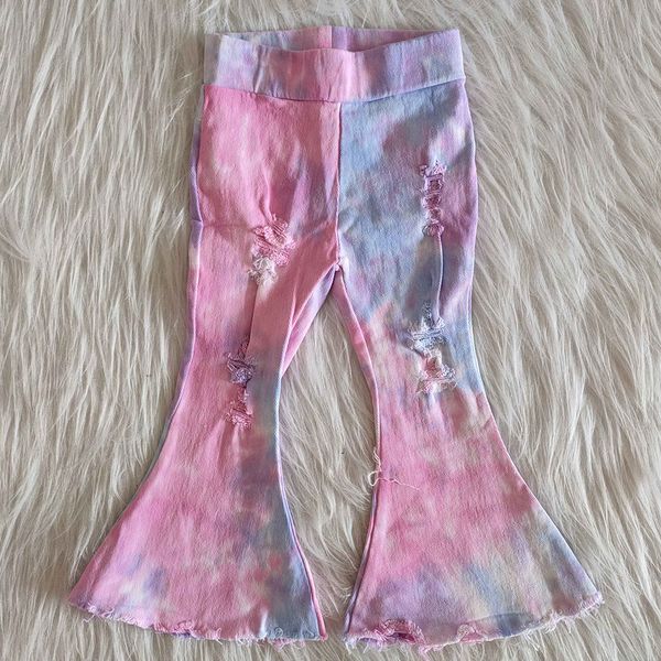 

girls denim jeans new design baby girls pants tie dye jeans kids designer bell bottom jeans fall clothes boutique pants for girls, Blue