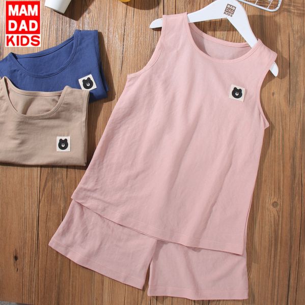 

children's vest vest suit 20 new cartoon bear for boys and girls summer two-piece suit for middle and big children thin style