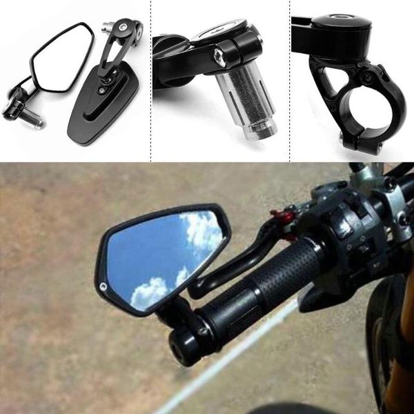

motorcycle mirrors 1 pair 7/8" 22mm universal aluminum rear view black handle bar end side rearview