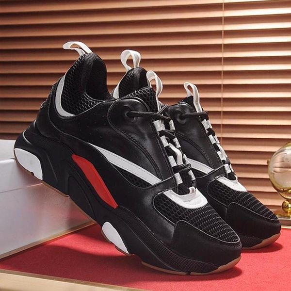 

lightweight men 's shoes with origin box b22 calfskin sneaker drop ship luxury fashion casual autumn and winter sports shoes soft foot, Black