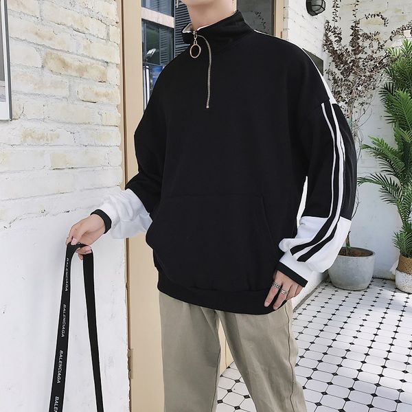 

2020 harajuku brief patchwork hoodies men loose fashion casual unisexÂ sweatshirt all-match black new hip hop winter streetwear