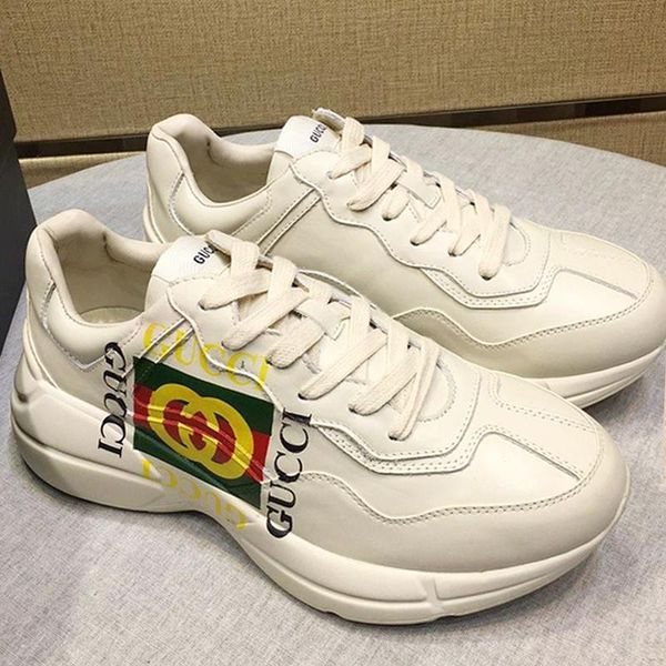 

women shoes fashion sneakers luxury footwears zapatos de mujer athletic luxury rhyton leather sneaker sports scarpe da donna fast shipping, Black