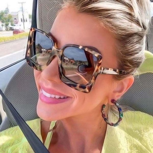 

oversize sunglasses women 2020 new big frame gradient sun glasses for female trendy black leopard square shades, White;black