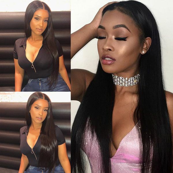 

13*4/6 brazilian straight lace front wig remy human hair high ratio 360 lace front wigs 150% density 2020, Black