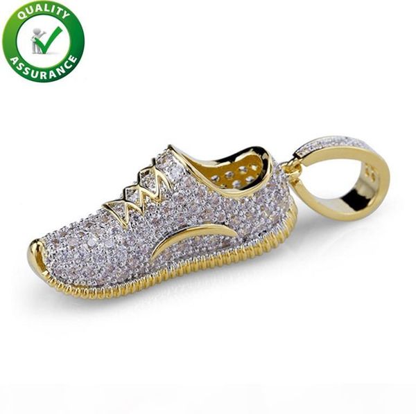 

hip hop jewelry mens necklace iced out shoes pendant necklace with gold chain micro paved cubic zircon fashion men women wedding accessories, Silver