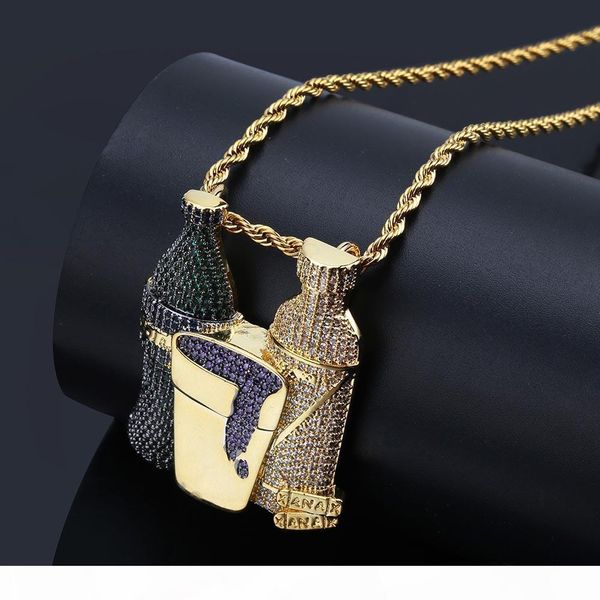 

bottle street necklace hip-hop colorful zircon necklace men's gold bracelet selling in europe and america