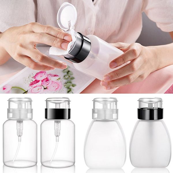 

storage bottles & jars 250ml empty plastic nail polish remover alcohol liquid containers press pumping dispenser bottle for art uv gel clean